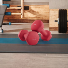 Set of 2 Dumbbells, 2 x 4 kg Hand Weights with Neoprene Coating, Hexagonal Dumbbells Pair, Home Workout