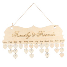 4Stk Geburtstags Kalender Holz Beige DIY Wanddeko Erinnerungstafel