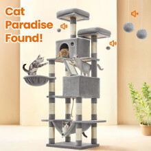 168 cm Tall Cat Tree with 5 Levels &amp; Multiple Play Areas