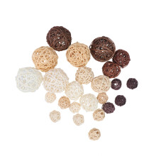 36 Pcs Hand-Woven Rattan Sepaktakraw Ornaments With Natural Plants