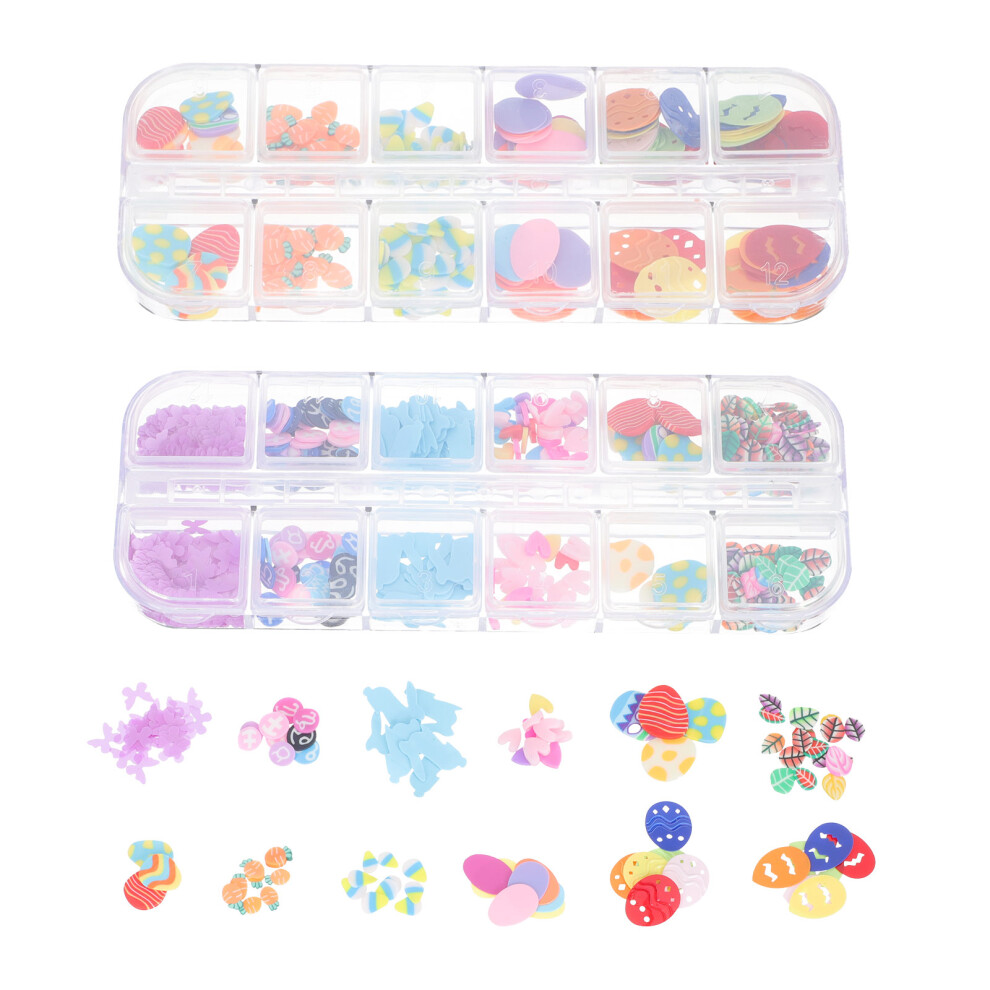 Solustre 6 Boxes Polymer Clay Nail Decorations For Easter Festival Party