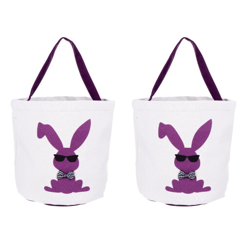 2 Pcs Rabbit Pattern Candy Bucket Easter Treat Bag 1