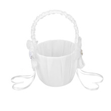 3Pcs 13X22Cm Satin Bowknot Pearl Flower Girl Basket