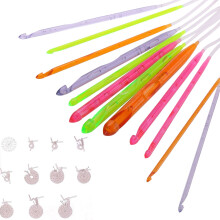 12 Sizes Colorful Plastic Crochet Hooks 3.5mm To 12.0mm With Cable