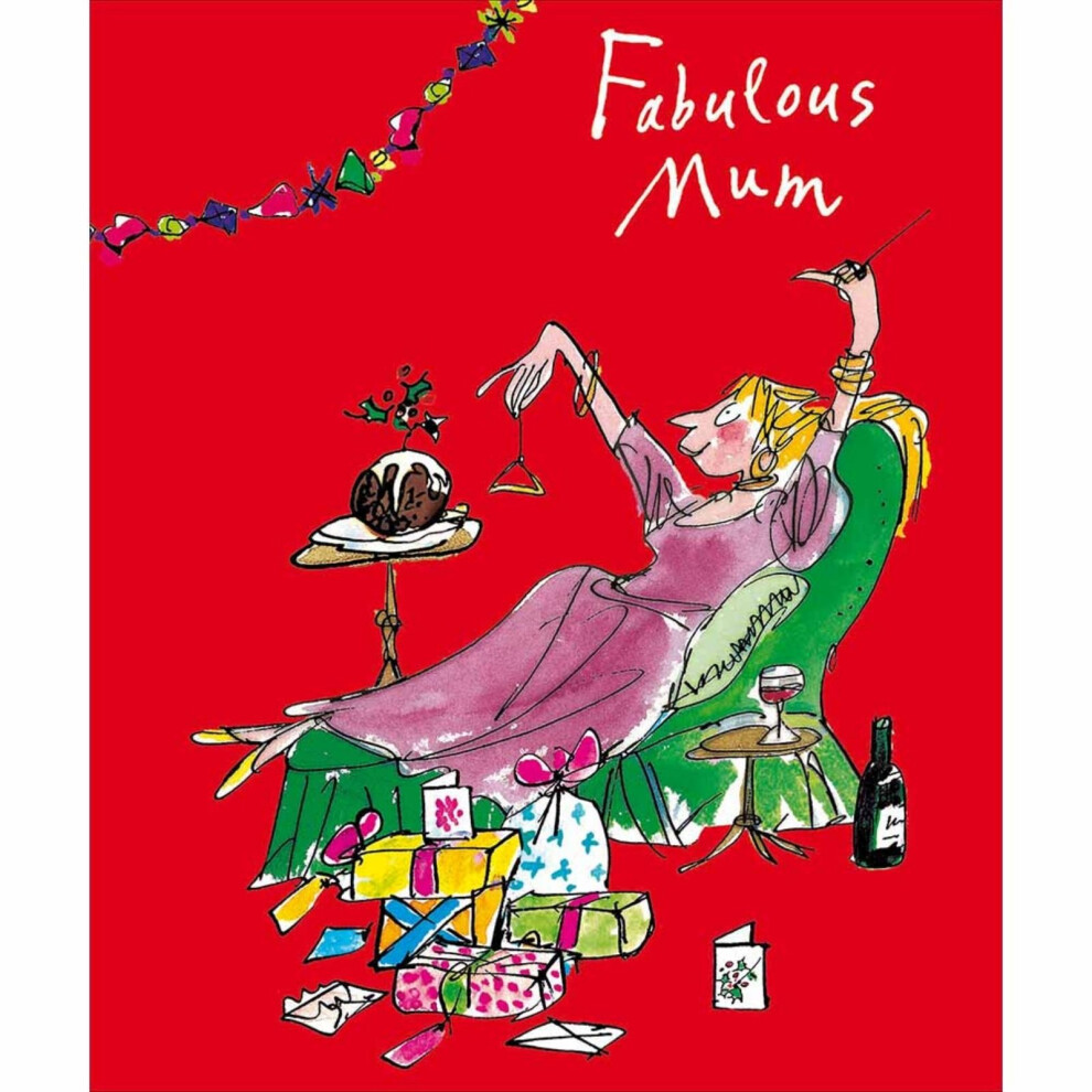 Woodmansterne Quentin Blake Fabulous Mum Christmas Card Being Festive & Fab Xmas Greetings