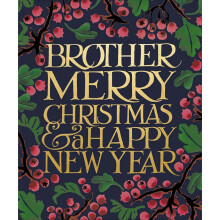 Emma Bridgewater Brother Christmas Card Gold Foiled Floral Berry Xmas Greetings