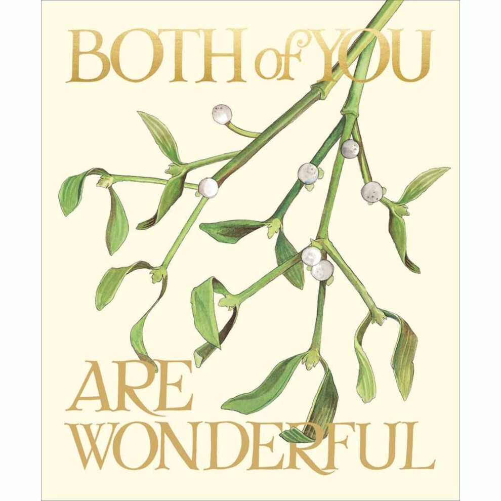 Woodmansterne Emma Bridgewater Both Of You Christmas Card Foiled Mistletoe Xmas Greetings Gold