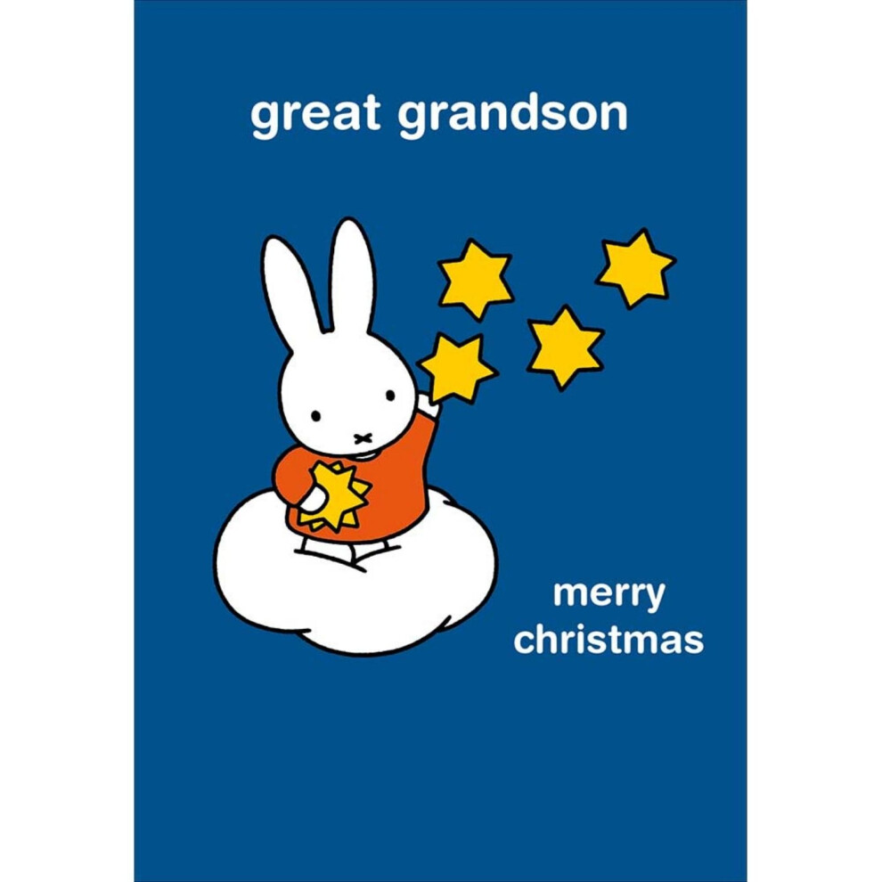 Woodmansterne Miffy Great Grandson Christmas Card Cute Bunny Reach For Stars Xmas Greetings
