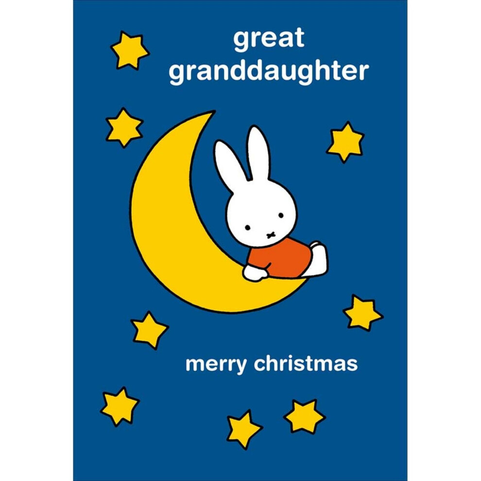 Woodmansterne Miffy Great Granddaughter Christmas Card Cute Bunny Moon & Back Xmas Greetings