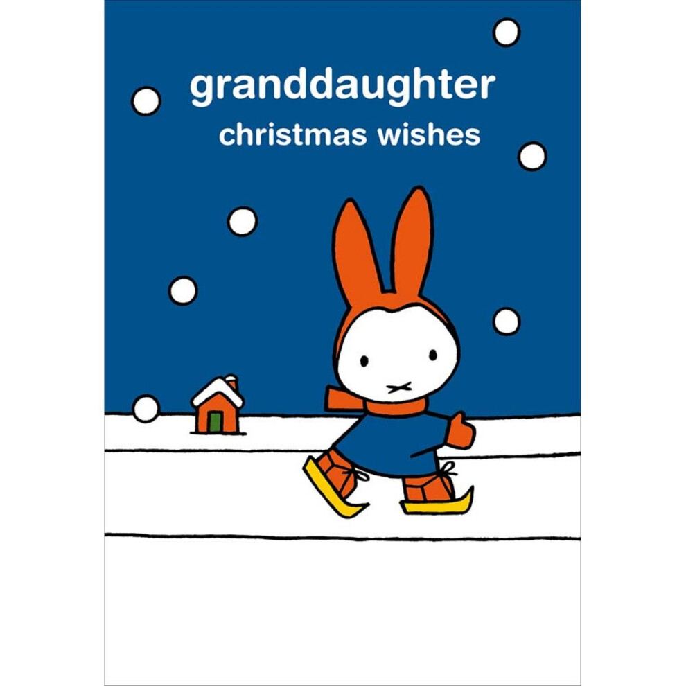 Woodmansterne Miffy Granddaughter Christmas Card Cute Bunny Christmas Skating Xmas Greetings
