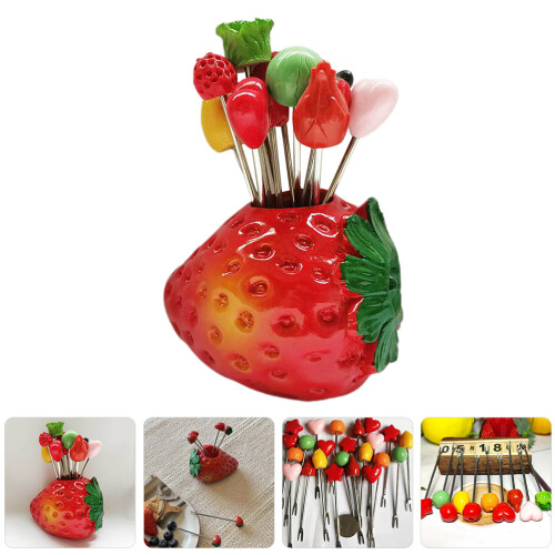 Set Of Fruit Toothpicks And Forks With Stand 2