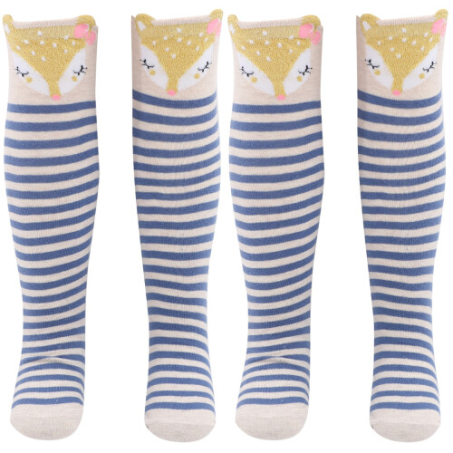 2 Pairs Girls Knee Socks With Animal Pattern 1