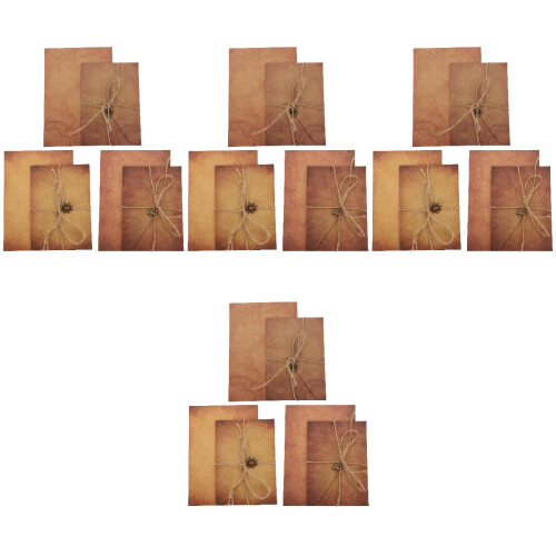 12Set Set Cancelleria Retrò Con E Buste Kraft Multicolori 2