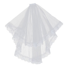 3Pcs Vintage Lace Tulle Short Veil For Wedding Halloween Cosplay