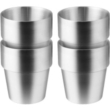 Bicchiere termico in acciaio inox 304 per uso alimentare, con design cavo, impilabile e infrangibile, ideale per feste, casa, ufficio e campeggio.
