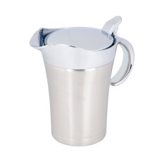 Non-drip Spout Gravy Boat Pot, Thermal Sauce Pot with Double Wall Insulated Structure, 304 Stainless Steel Serving Jug with Lid for Smooth Pouring and