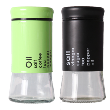 Ensemble de salière et poivrière, pots à épices en verre avec couvercles en acier inoxydable et trous de versement réglables, récipients à