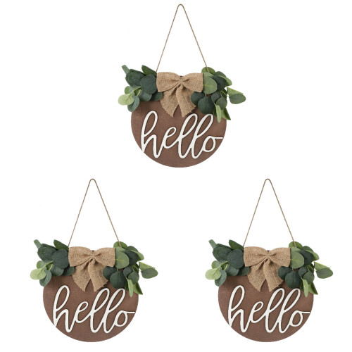 3Stk Hello Hängedekoration Eingangstür Anhänger Schild 2