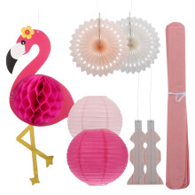 3 Sets Flamingo Waben Kugel Anhänger Für Partydekoration