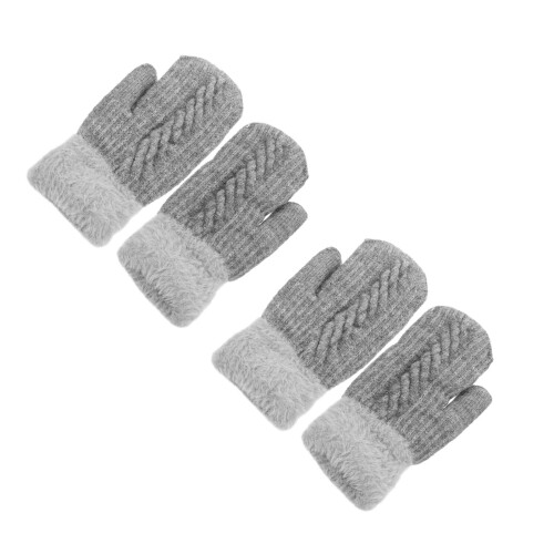 2Stk Winterstrickfell Vollfinger Plüsch Warm Grau 1