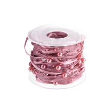 2 Perlenband-Schleife Für Blumenstrauß Party Bastelbedarf Rosé