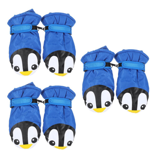 3 Paar Kinder Winter Skihandschuhe Pinguin Fäustlinge 2