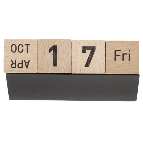 2Stk Holz Desktop Manueller Kalender (Schwarz)