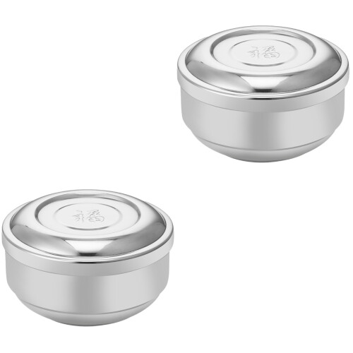 Reisschüssel Mit Deckel Doppelschicht Silber 2 2