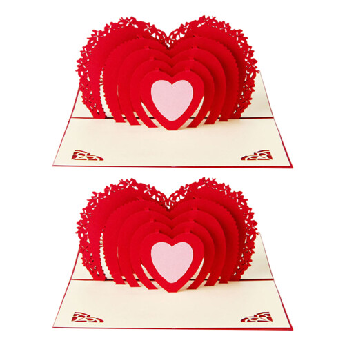 4 3D Valentinstag Karte Rot 1