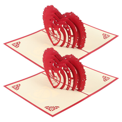 4 3D Valentinstag Karte Rot 2