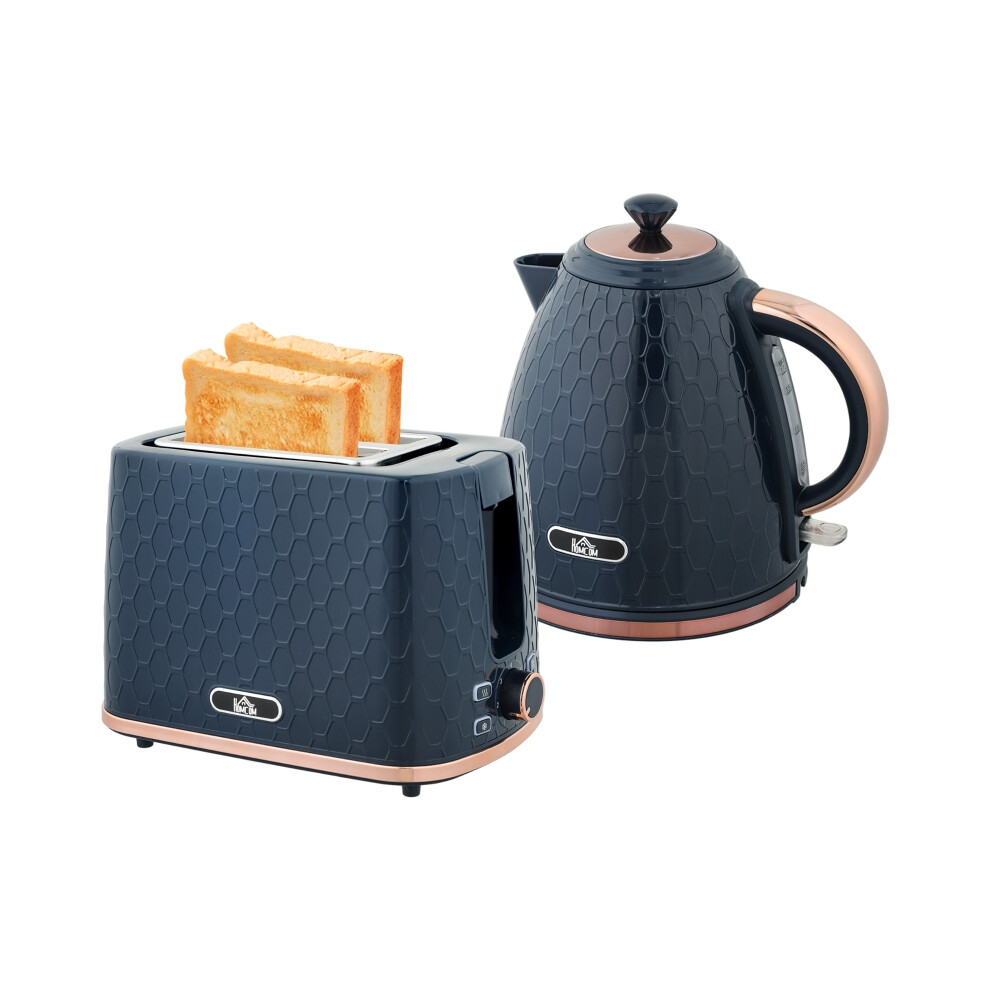 Blue Electric Kettle & 2 Slice Toaster Set 1.7L Fast Boil 3000W Auto Shut Off Browning Settings Modern Kitchen Essentials-image-OPC-PMV27KR-NEW