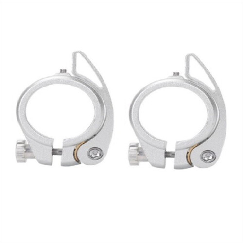 2Pcs Folding Bicycle Seat Pipe Clamp with Quick Release Lever on Behal 1