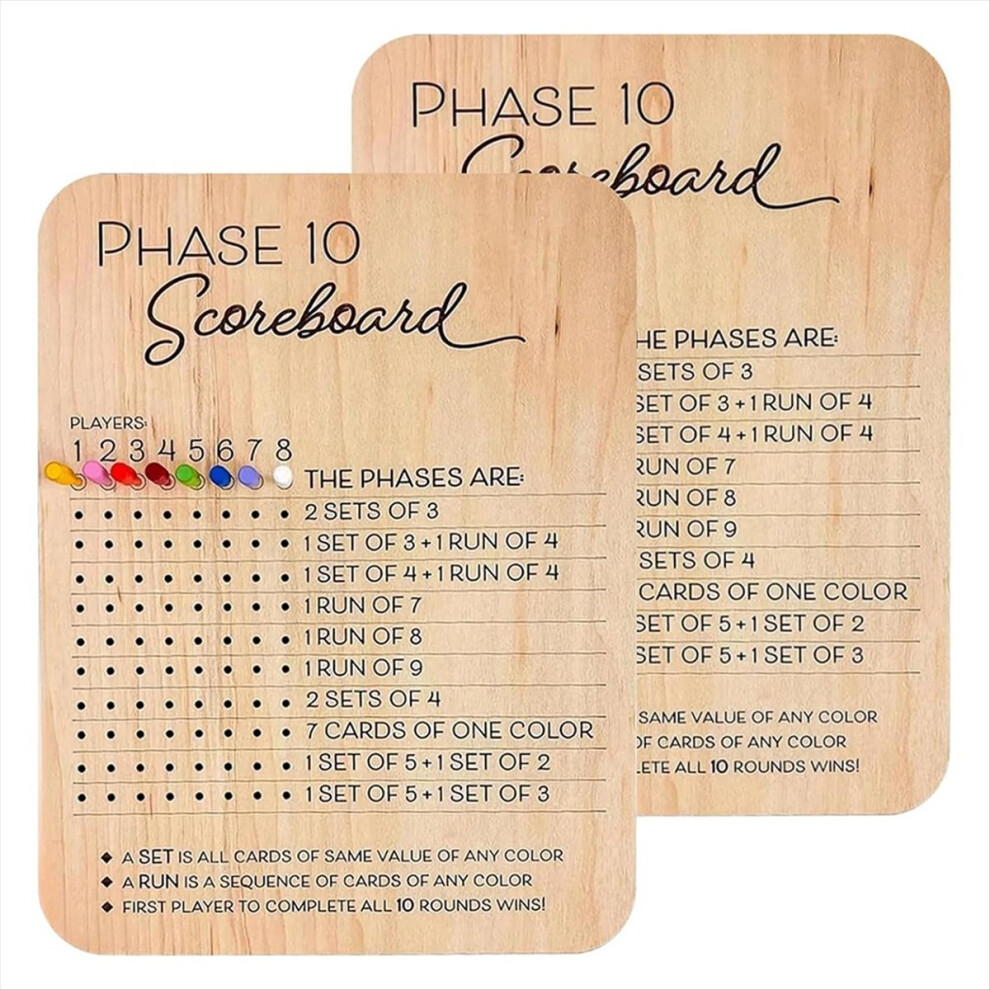 Photos - Board Game Phase 10 Score Board Ten Scorecard and Round Tracker Cards Game Sheets