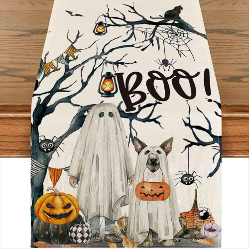 Pastoral Halloween Table Cloth Pumpkin Ghost Black Suitable for 2