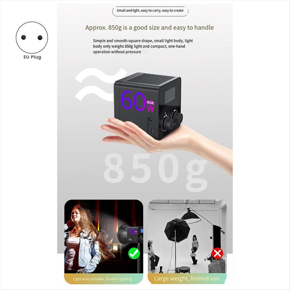 60W Photography Fill Portable Cob Rgb Video 2500-6500K Outdoor S Light 4851550186494