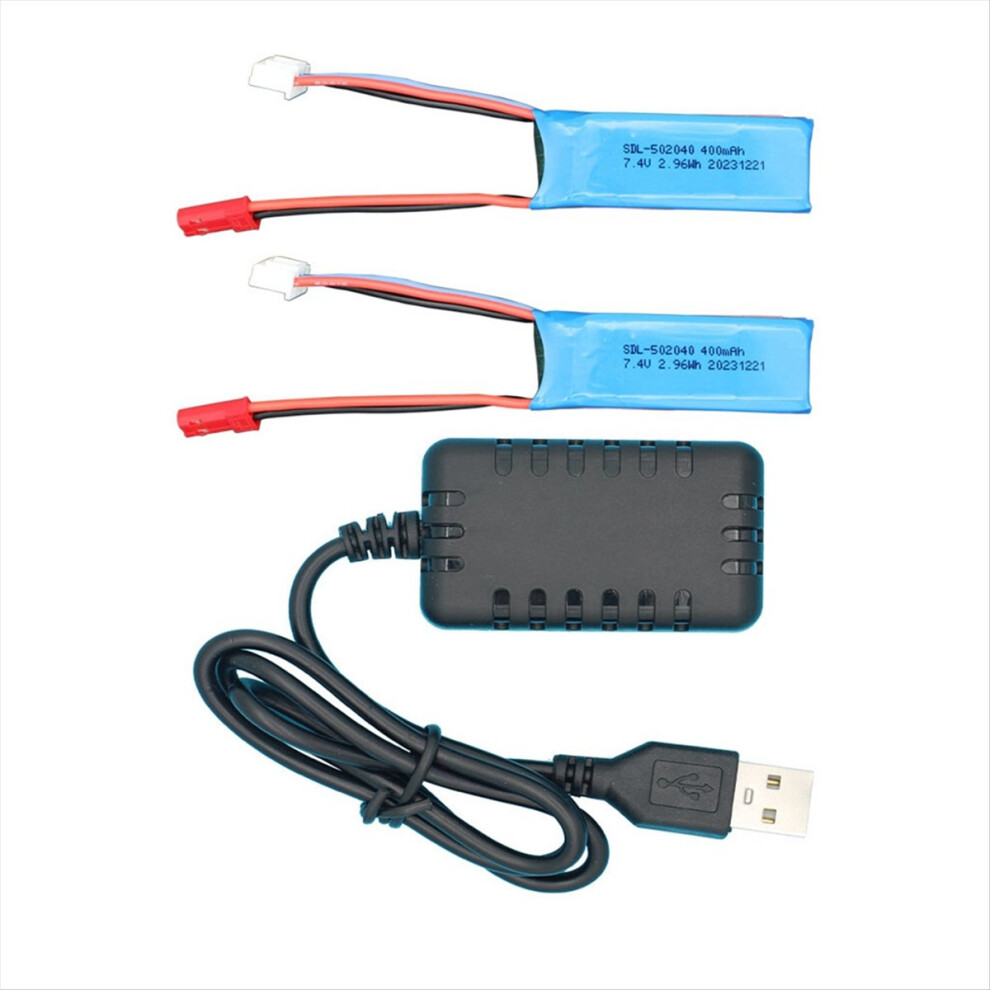 2Pcs 7.4V 400Mah Battery With Usb Cable For K969,K989,284161,284131,28 4851550198039