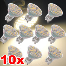 10x GU10 3528SMD 60 LED 5W Warmweiß 3500K Hochleistungs-Spotlampe