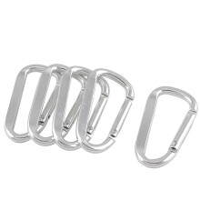 5 Stück silberfarbene D-förmige Karabinerhaken-Schlüsselanhänger aus Aluminiumlegierung