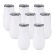 Paquete de 8 copas de champán sin tallo, vasos de vino de 177 ml (6 oz) con doble aislamiento.