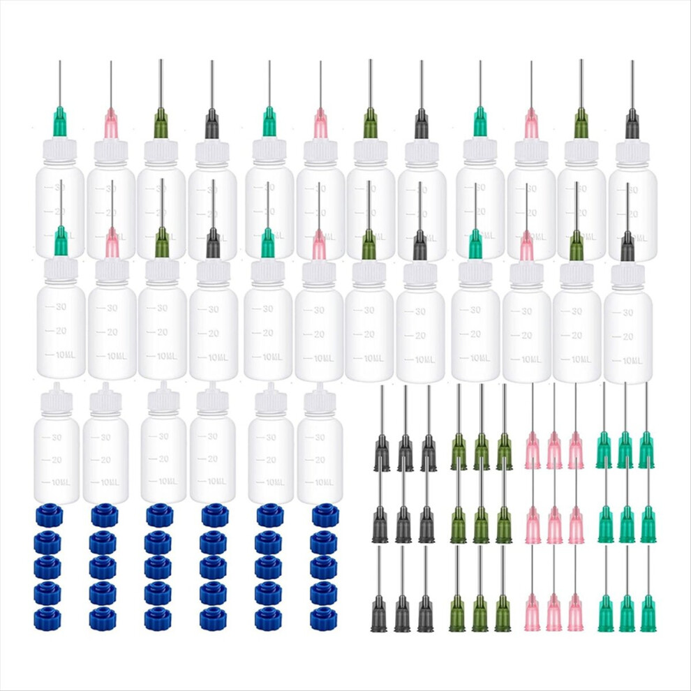 30Pcs Glue Applicators Bottles,With Blunt Needle Tip 14Ga 16Ga 18Ga 20 4851550114237