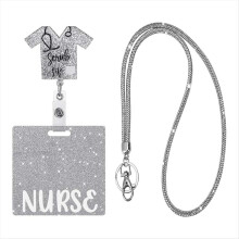 Namensschildhalter aus Acryl mit drehbarem Krokodilklemmenverschluss für Ärzte (Easy-Pull B)