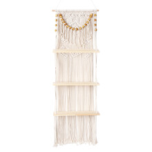 Macrame Wall Hanging 3-Tier Floating Shelves for Bedroom, Bathroom, Nu