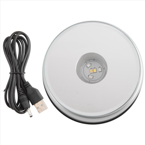 Display Turntable Base for Crystals Glass Art,LED Colored Rotating Cry