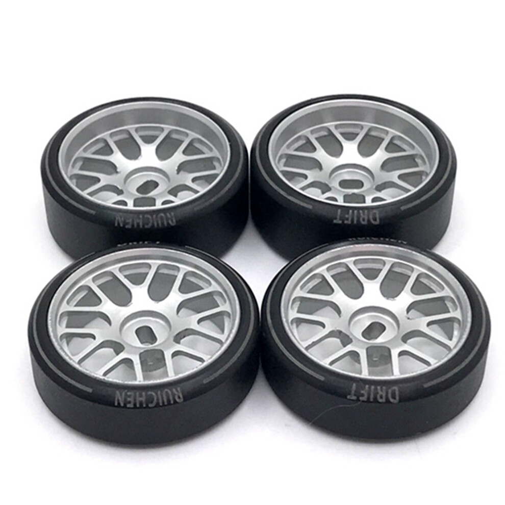 4Pcs Metal Wheel Rim Hard Plastic Drift Tire Tyres For 284131 K969 K98 4851550118754