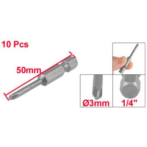 10 stuks 1/4" zeskantige magnetische 3 mm PH1 schroevendraaierbits