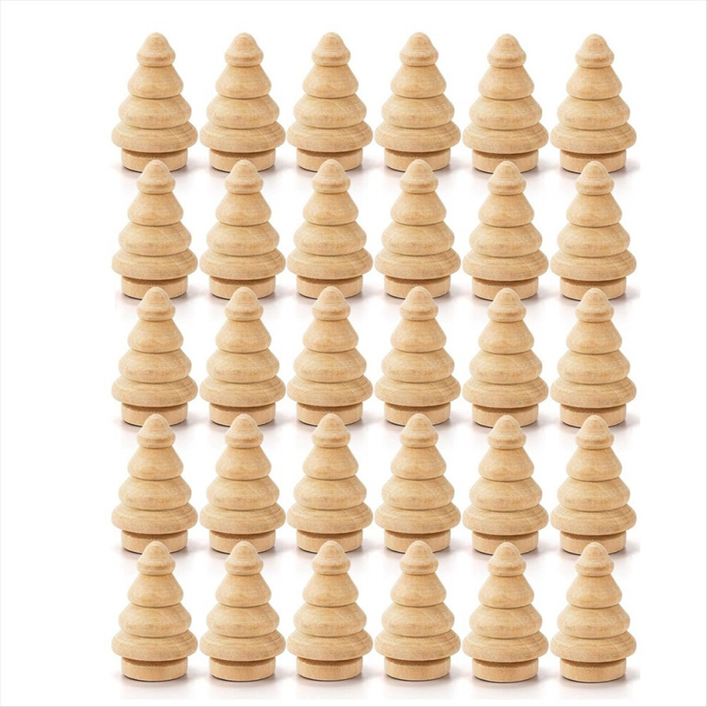 30 Pack Unfinished Wooden Christmas Tree, Natural Miniature Tree Blank 4851550133382