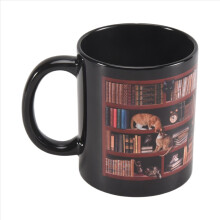 Caneca 3D com Estante de Livros, Caneca de Biblioteca com Design de Gato, Tema de Clube do Livro, Caneca de Café Inovadora