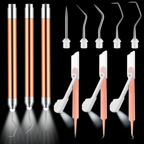 Weeding Tools Set Vinyl with LED Light 3 Pen 5 Pin and Hook Lighted Tw 2