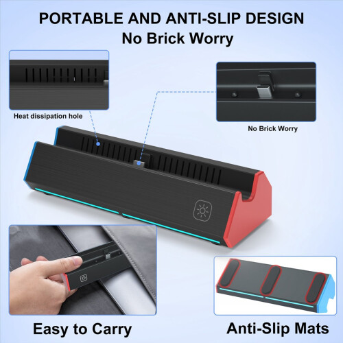 Portable Charging Dock Station Base with 4K -Compatible Adapter/USB 2. 2