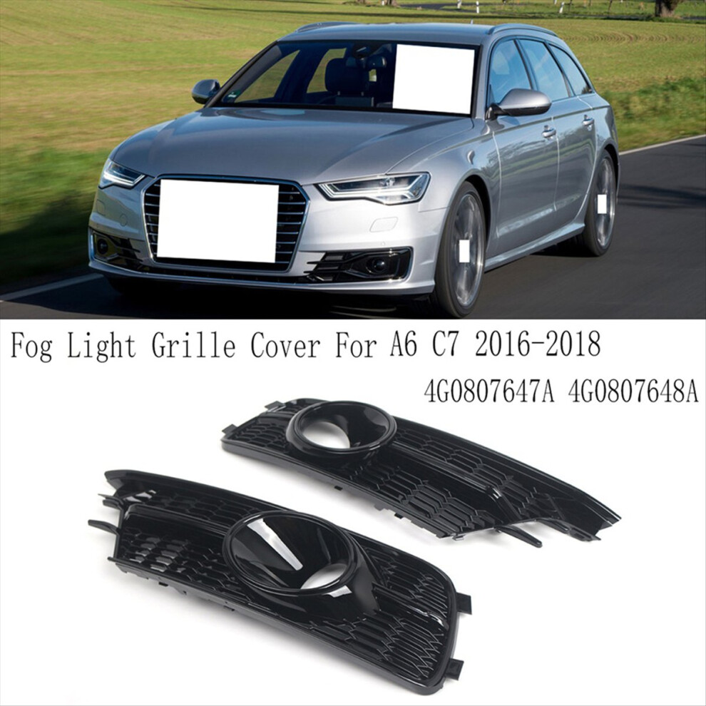 Fog Grille Cover Front Bumper Honeycomb Mesh For A6 C7 2016-2018 Light 4852430091945
